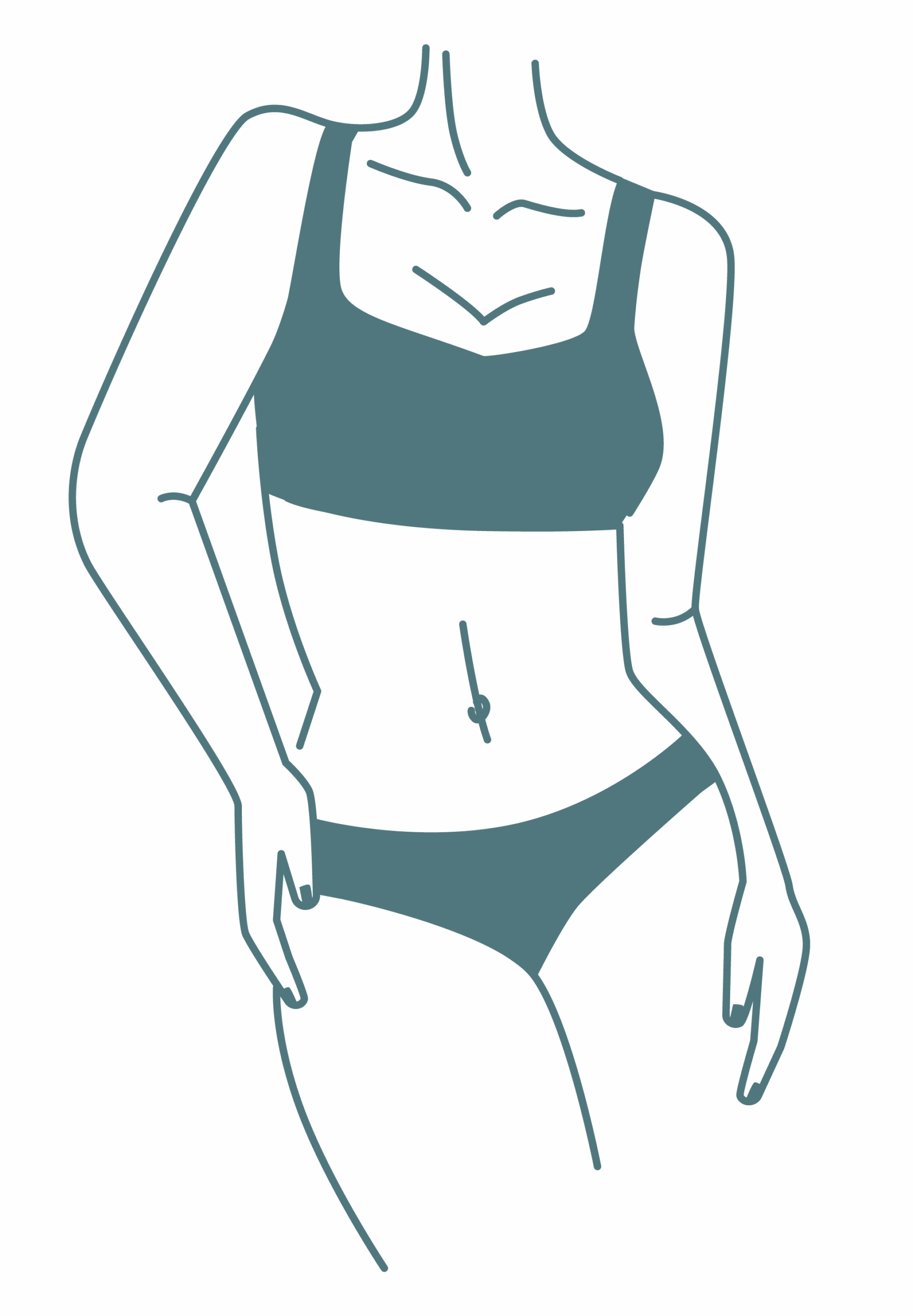 abstract drawing of woman's torso in green